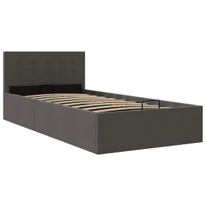 Bedframe met hydraulische opslag stof donkergrijs 90×200 cm