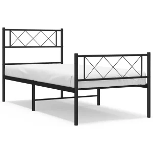 Bedframe met hoofd- en voeteneinde metaal zwart 107×203 cm Bedframe met hoofd- en voeteneinde metaal zwart 107×203 cm
