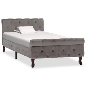 Bedframe fluweel grijs 90×200 cm Bedframe fluweel grijs 90×200 cm