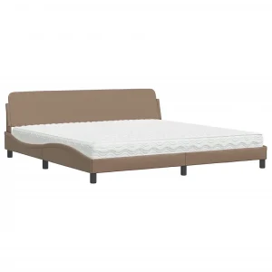 Bed met matras "Dover" kunstleer cappuccinokleurig 200×200 cm Bed met matras "Dover" kunstleer cappuccinokleurig 200×200 cm