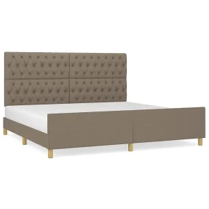 Bedframe met hoofdeinde stof taupe 200×200 cm Bedframe met hoofdeinde stof taupe 200×200 cm