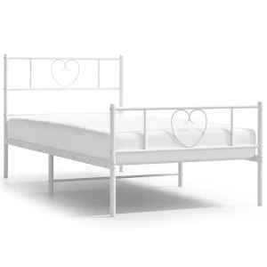 Bedframe met hoofd- en voeteneinde metaal wit 100×190 cm Bedframe met hoofd- en voeteneinde metaal wit 100×190 cm