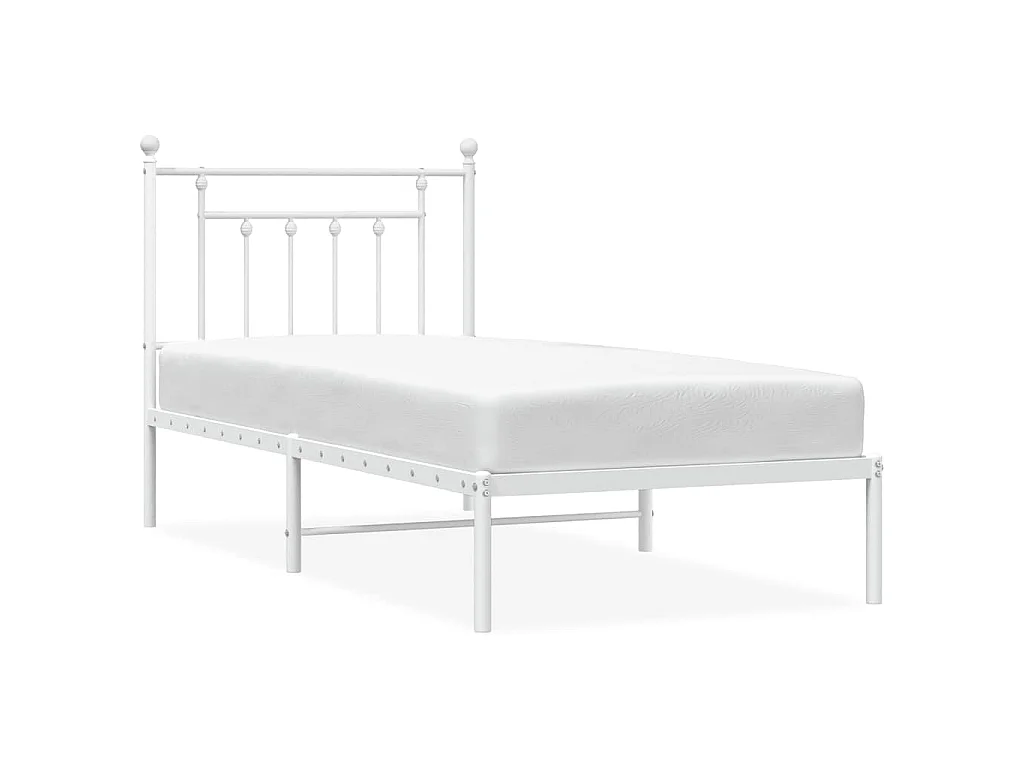 Bedframe met hoofdbord metaal wit 90x200 cm
