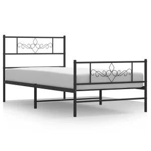 Bedframe met hoofd- en voeteneinde metaal zwart 80×200 cm
