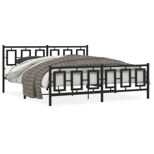 Bedframe met hoofd- en voeteneinde metaal zwart 183×213 cm Bedframe met hoofd- en voeteneinde metaal zwart 183×213 cm