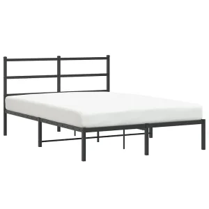 Bedframe met hoofdbord metaal zwart 140×190 cm Bedframe met hoofdbord metaal zwart 140×190 cm