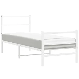 Bedframe met hoofd- en voeteneinde metaal wit 80×200 cm Bedframe met hoofd- en voeteneinde metaal wit 80×200 cm