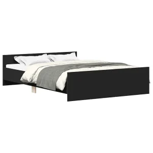 Bedframe met hoofd- en voeteneinde zwart 140×190 cm Bedframe met hoofd- en voeteneinde zwart 140×190 cm