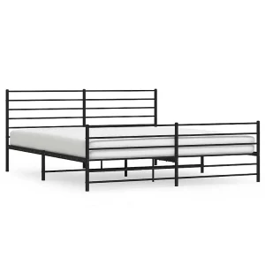 Bedframe met hoofd- en voeteneinde metaal zwart 183×213 cm Bedframe met hoofd- en voeteneinde metaal zwart 183×213 cm