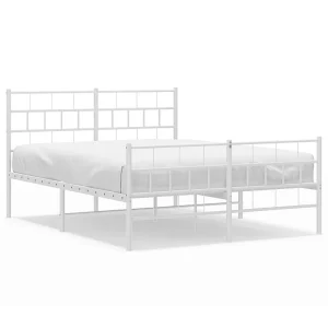 Bedframe met hoofd- en voeteneinde metaal wit 140×200 cm Bedframe met hoofd- en voeteneinde metaal wit 140×200 cm