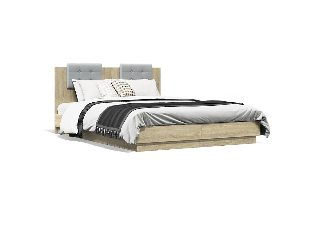 Bedframe met hoofdeinde bewerkt hout sonoma eiken 140x200 cm