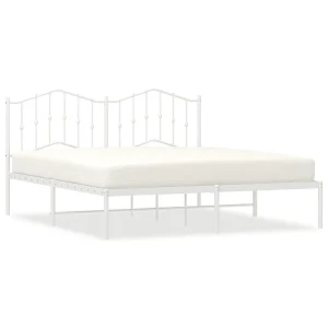 Bedframe met hoofdbord metaal wit 180×200 cm Bedframe met hoofdbord metaal wit 180×200 cm