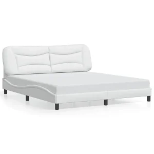 Bedframe zonder matras "Hvar" kunstleer wit 180×200 cm Bedframe zonder matras "Hvar" kunstleer wit 180×200 cm
