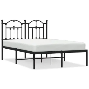 Bedframe met hoofdbord metaal zwart 120×200 cm