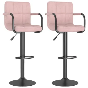Barkrukken 2 st fluweel roze Barkrukken 2 st fluweel roze