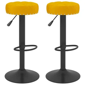 Barkrukken 2 st fluweel mosterdgeel Barkrukken 2 st fluweel mosterdgeel