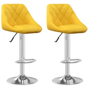 Barkrukken 2 st fluweel mosterdgeel Barkrukken 2 st fluweel mosterdgeel