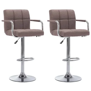 Barstoelen 2 st stof taupe Barstoelen 2 st stof taupe