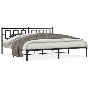 Bedframe met hoofdbord metaal zwart 193×203 cm Bedframe met hoofdbord metaal zwart 193×203 cm