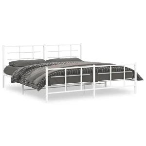 Bedframe met hoofd- en voeteneinde metaal wit 193×203 cm Bedframe met hoofd- en voeteneinde metaal wit 193×203 cm