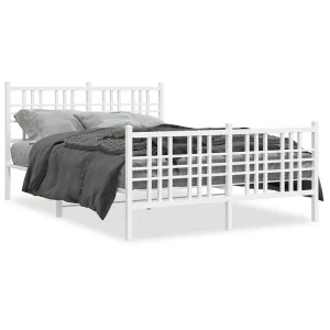 Bedframe met hoofd- en voeteneinde metaal wit 140×190 cm Bedframe met hoofd- en voeteneinde metaal wit 140×190 cm
