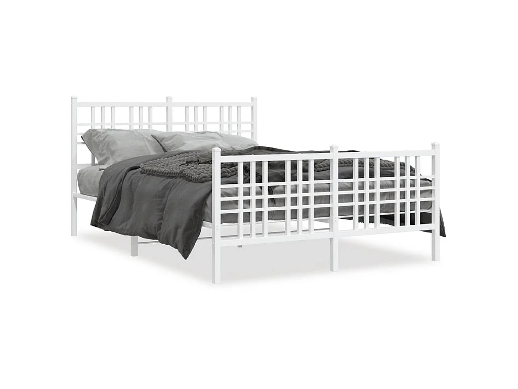 Bedframe met hoofd- en voeteneinde metaal wit 140x190 cm