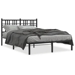 Bedframe met hoofdbord metaal zwart 140×190 cm Bedframe met hoofdbord metaal zwart 140×190 cm