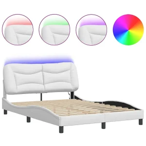 Bedframe met LED zonder matras "Hvar" wit 120×200 cm Bedframe met LED zonder matras "Hvar" wit 120×200 cm