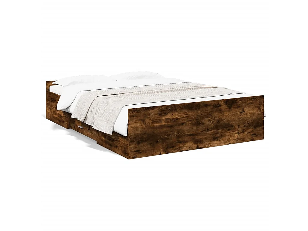 Bedframe met lades bewerkt hout gerookt eikenkleurig 120x190 cm