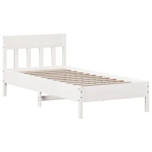Bedframe zonder matras massief grenenhout wit 90×190 cm Bedframe zonder matras massief grenenhout wit 90×190 cm