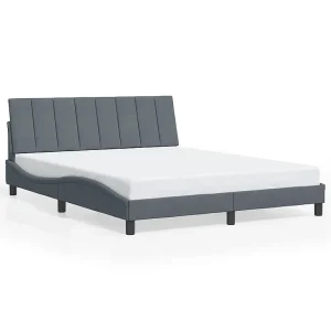 Bedframe zonder matras "Hanko" 160×200 cm fluweel donkergrijs Bedframe zonder matras "Hanko" 160×200 cm fluweel donkergrijs