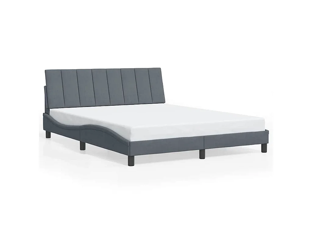 Bedframe zonder matras "Hanko" 160x200 cm fluweel donkergrijs