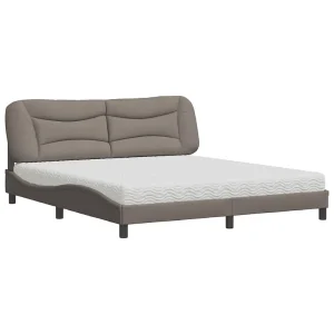 Bed met matras "Hvar" stof taupe 180×200 cm