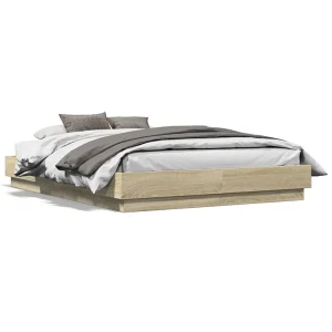 Bedframe bewerkt hout sonoma eikenkleurig 90×190 cm Bedframe bewerkt hout sonoma eikenkleurig 90×190 cm