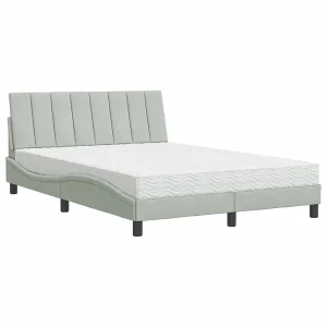 Bed met matras "Hanko" fluweel lichtgrijs 120×200 cm
