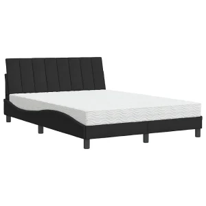 Bed met matras "Hanko" fluweel zwart 140×200 cm