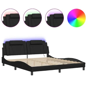 Bedframe "Viana" met LED zonder matras zwart 180×200 cm Bedframe "Viana" met LED zonder matras zwart 180×200 cm