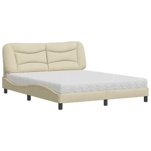 Bed met matras "Hvar" stof crèmekleurig 160×200 cm Bed met matras "Hvar" stof crèmekleurig 160×200 cm