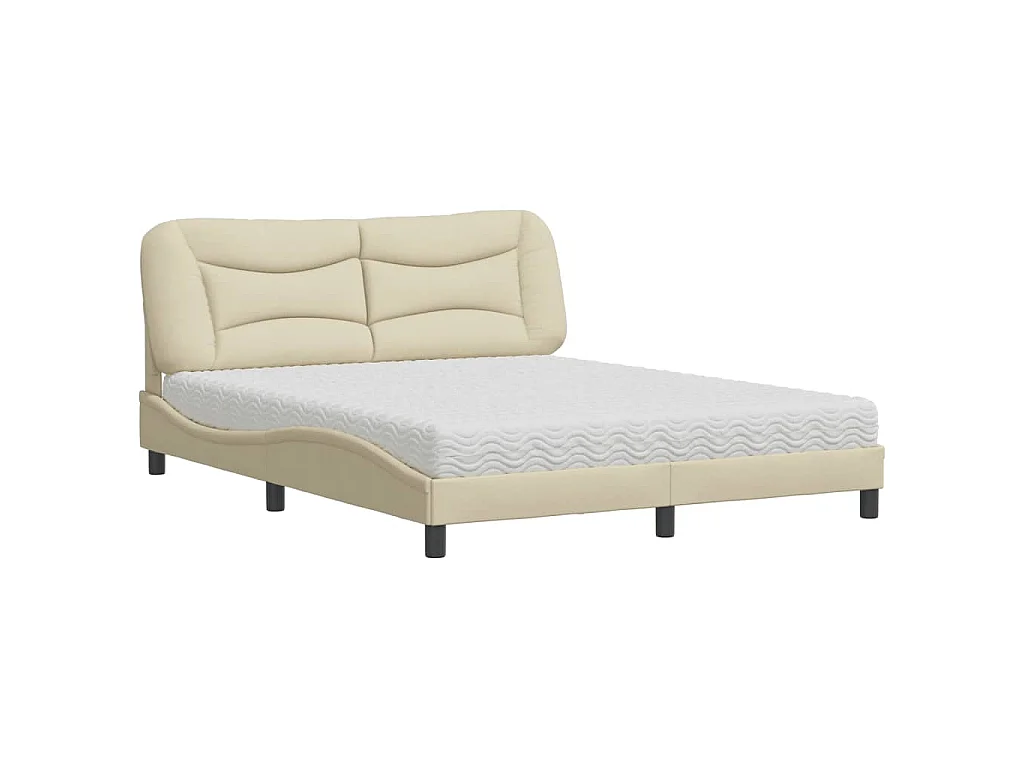 Bed met matras "Hvar" stof crèmekleurig 160x200 cm