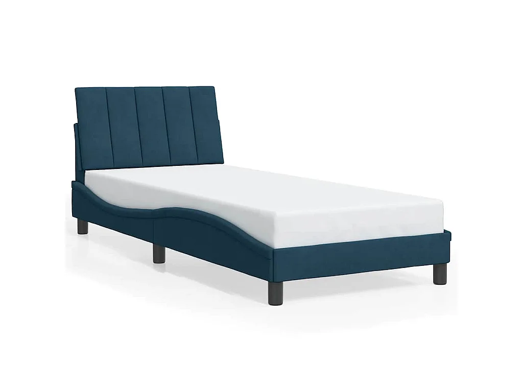 Bedframe zonder matras "Hanko" fluweel blauw 90x190 cm
