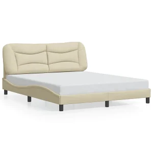 Bedframe zonder matras "Hvar" stof crèmekleurig 160×200 cm Bedframe zonder matras "Hvar" stof crèmekleurig 160×200 cm