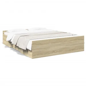 Bedframe met lades bewerkt hout sonoma eikenkleurig 150×200 cm Bedframe met lades bewerkt hout sonoma eikenkleurig 150×200 cm