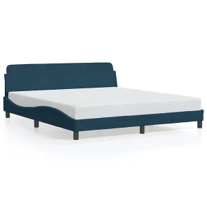 Bedframe met hoofdeinde "Dover" fluweel blauw 180×200 cm