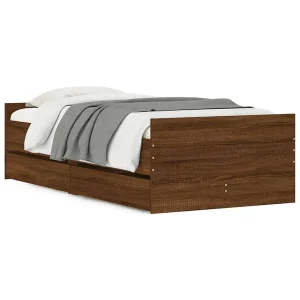 Bedframe met lades bruin eikenkleur 90×190 cm Bedframe met lades bruin eikenkleur 90×190 cm