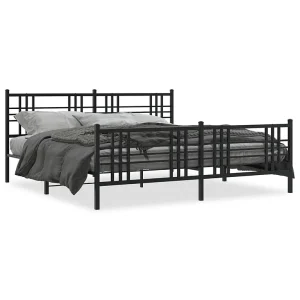 Bedframe met hoofd- en voeteneinde metaal zwart 183×213 cm
