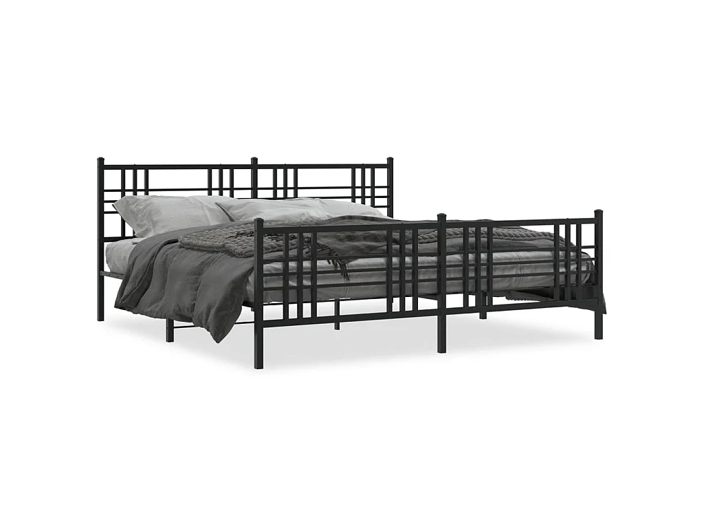 Bedframe met hoofd- en voeteneinde metaal zwart 183x213 cm