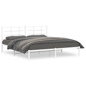 Bedframe met hoofdbord metaal wit 183×213 cm Bedframe met hoofdbord metaal wit 183×213 cm