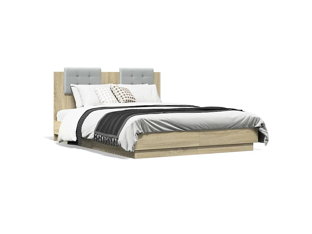 Bedframe met hoofdeinde bewerkt hout sonoma eiken 120x190 cm
