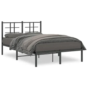 Bedframe met hoofdbord metaal zwart 120×190 cm Bedframe met hoofdbord metaal zwart 120×190 cm
