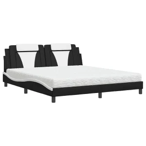 Bed "Viana" met matras kunstleer zwart en wit 180×200 cm Bed "Viana" met matras kunstleer zwart en wit 180×200 cm